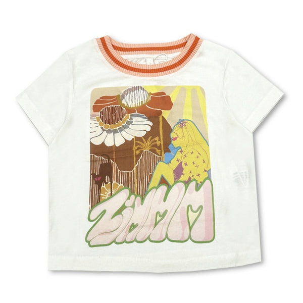 Kids White Junie Printed Half Sleeves T-Shirt