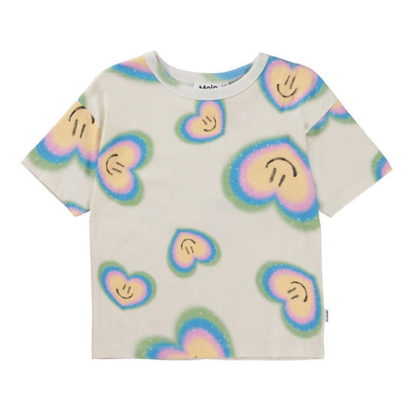 Girls Aura Hearts Print Half Sleeves T-Shirt
