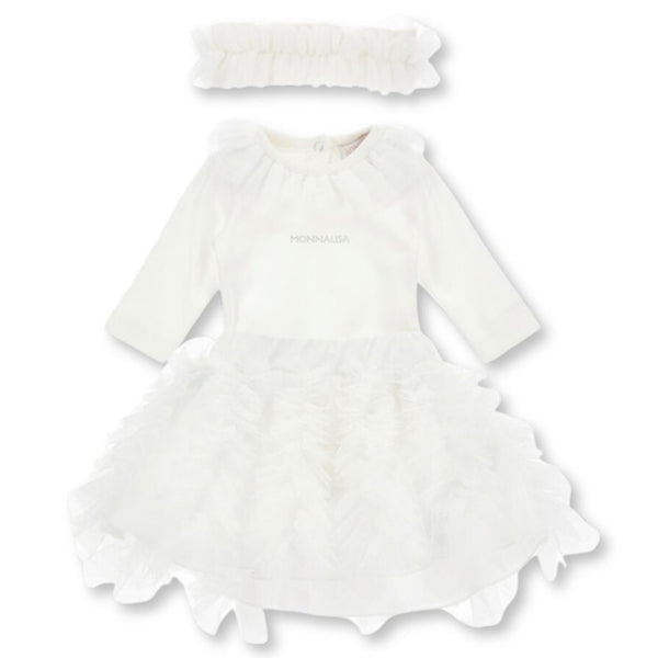Baby Girls White Tulle Babysuit  (3 pc)