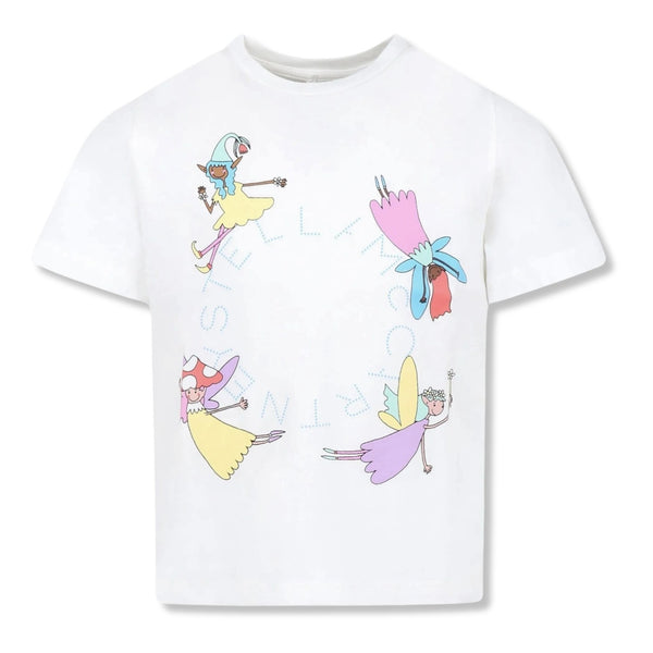 Girls White Graphic-Print Cotton T-Shirt
