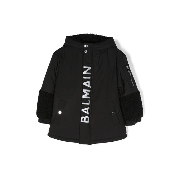 Boys Black Logo Print Padded Jacket