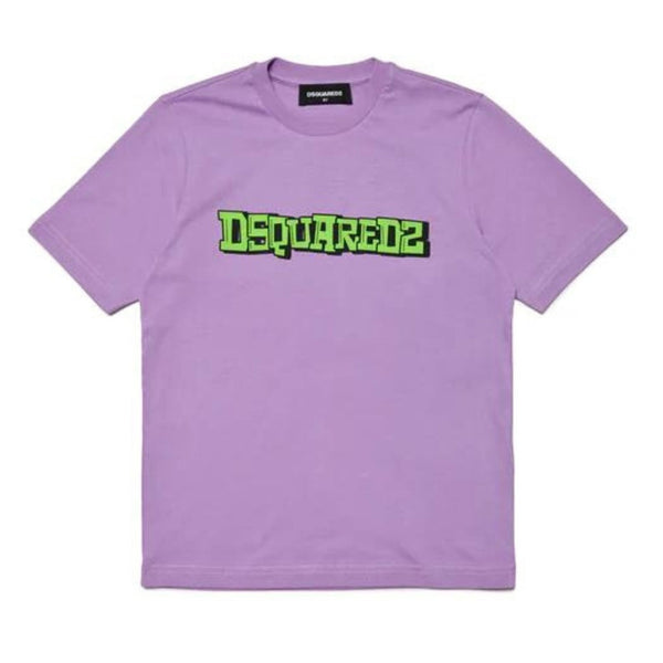 Girls Purple Logo-Print Cotton T-Shirt