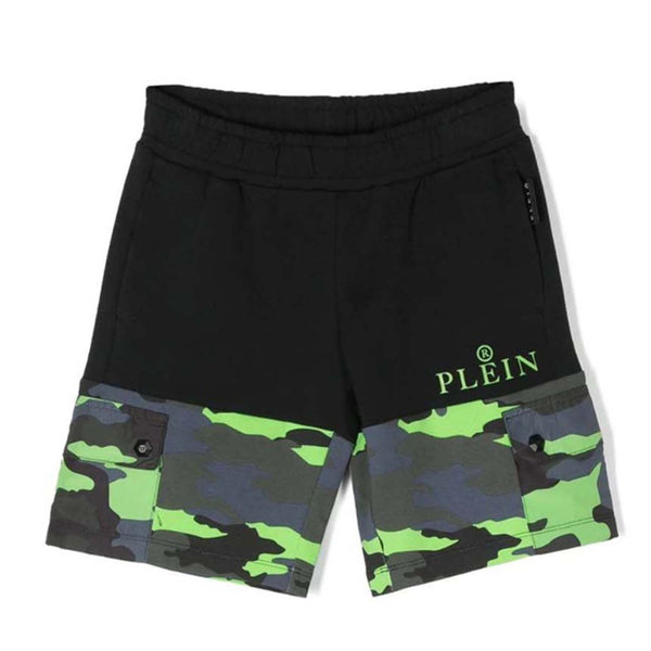 Black Military Print Shorts
