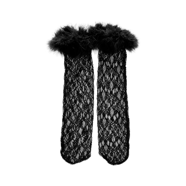 Girls Black Feather Micromesh Socks
