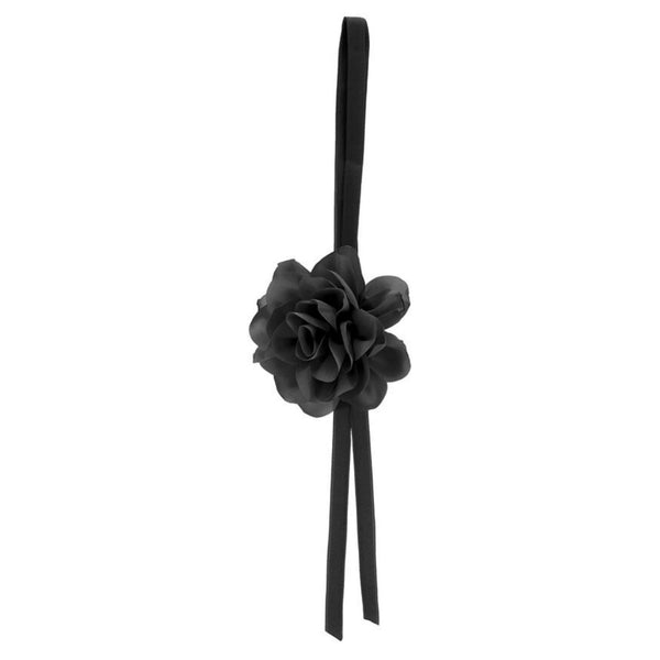 Girls Black Floral Satin Choker