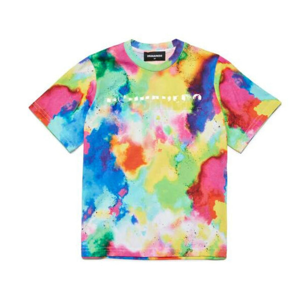Boys Multi-Color Rubberised Logo-Print T-Shirt