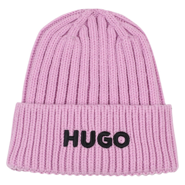 Girls Pink Knitted Logo-Print Beanie