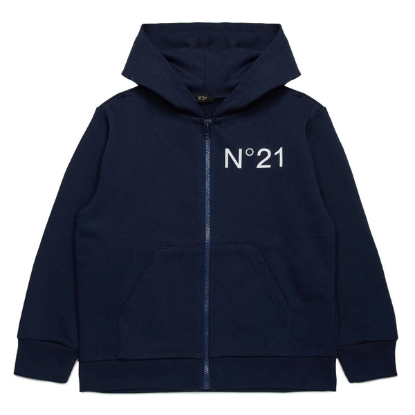 Boys Blue Logo-Print Zip-Up Hoodie