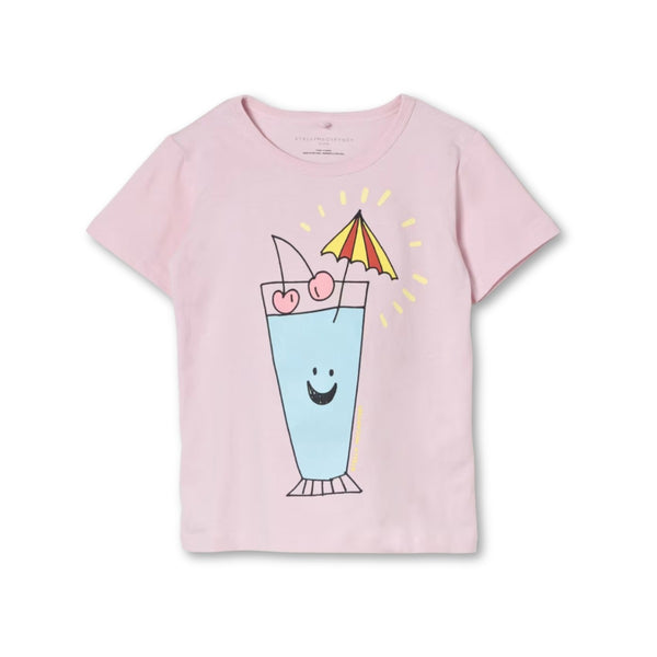 Girls Pink Graphic-Print Cotton T-shirt