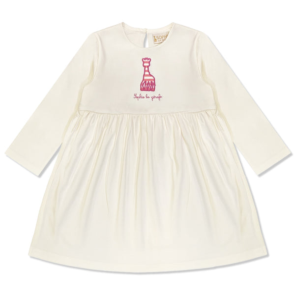 Baby Girls White Embroidered-Logo Dress
