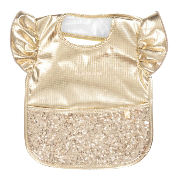 Baby Girls Gold Metallic Sequin Bib