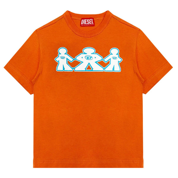 Boys Orange Logo-Print Cotton T-Shirt