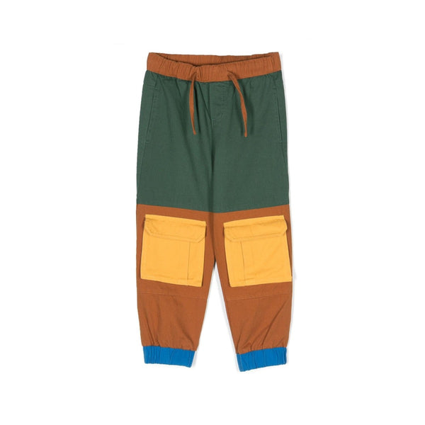 Boys Brown Colour-Block Cargo Trouser