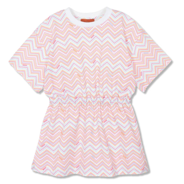 Girls Pink Organic Cotton Zigzag Dress