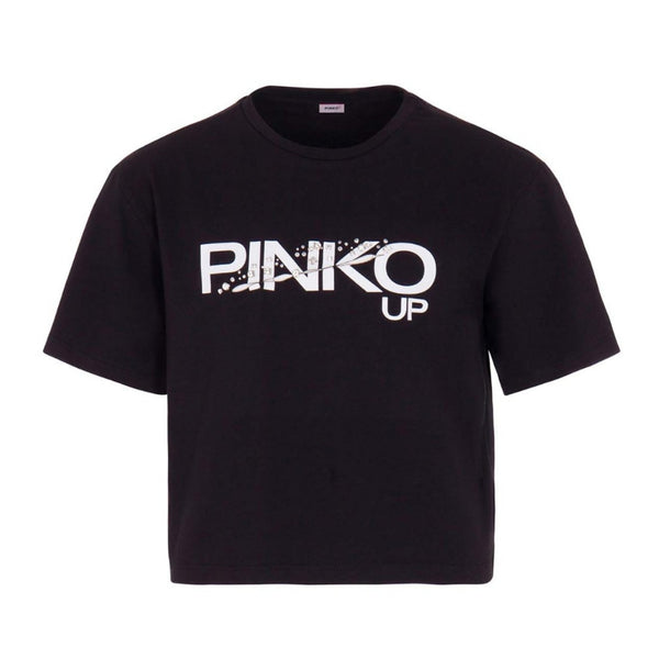 Girls Black Cut-Out Logo-Detail T-shirt