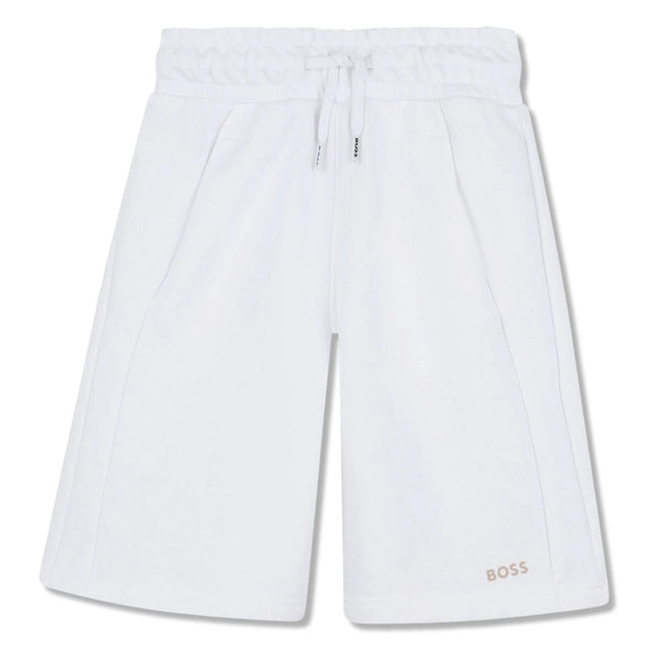 Boys White Logo-Print Cotton Shorts