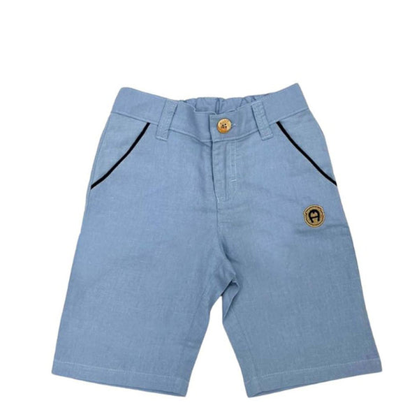 Blue Cotton Logo Shorts