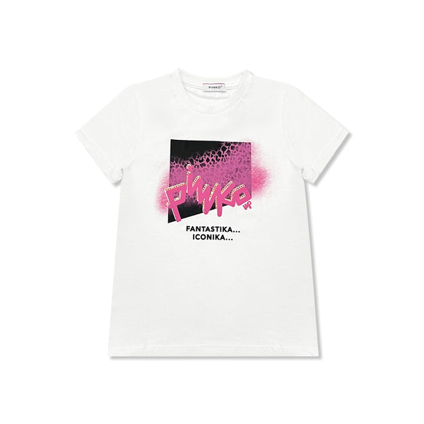 Girls White Logo-Print Cotton T-Shirt