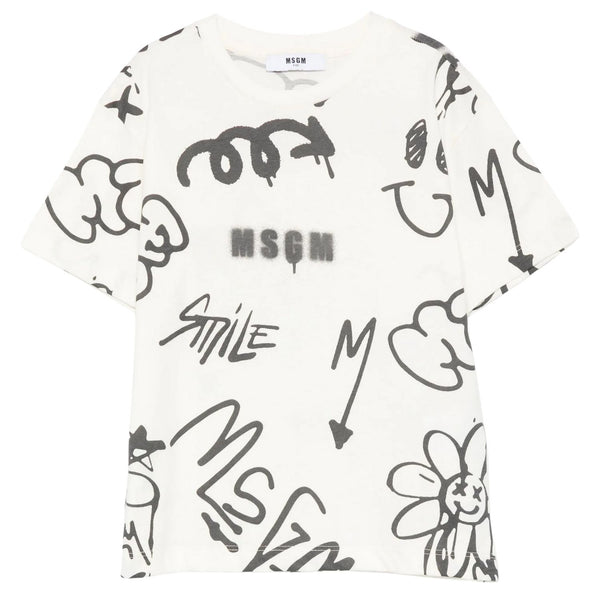 Boys Cream Graphic-Print T-Shirt