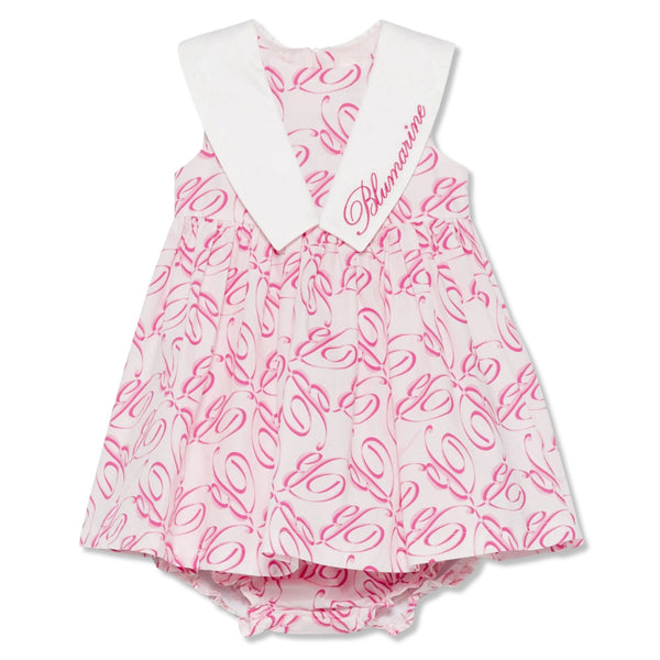 Baby Girls Pink All Over Logo-Print Dress