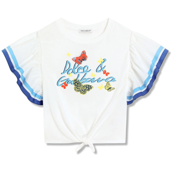 Girls White D & G Floral Logo Top