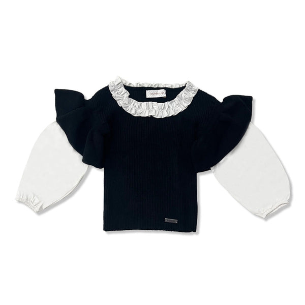 Girls Black & White Logo-Patch T-Shirt