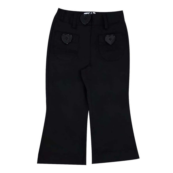 Heart Button Trousers-Black