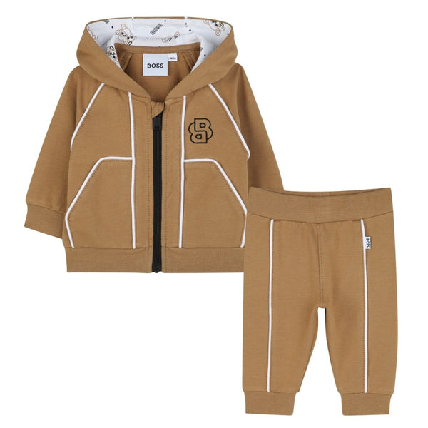 Baby Boys Beige Double B Logo Tracksuit