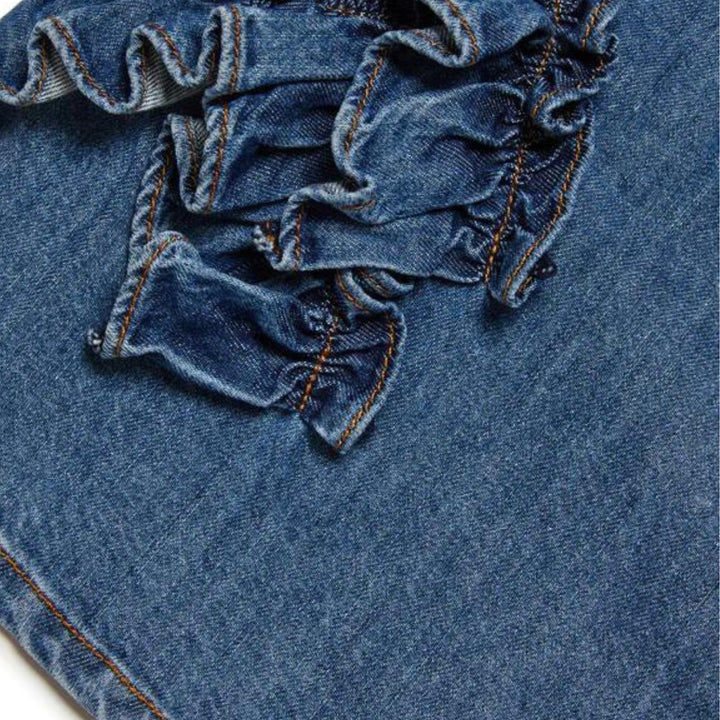Girls Denim Blue Dress With Ruffles