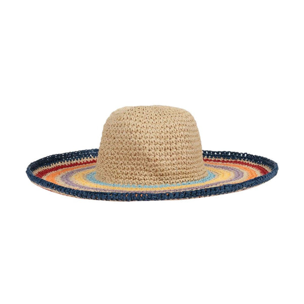 Girls Beige Rainbow Straw Hat