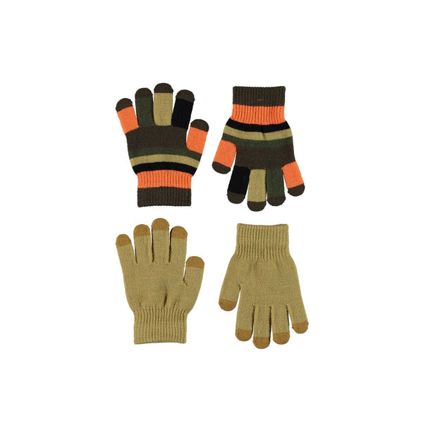Khaki Knitted Gloves (2 Pairs)
