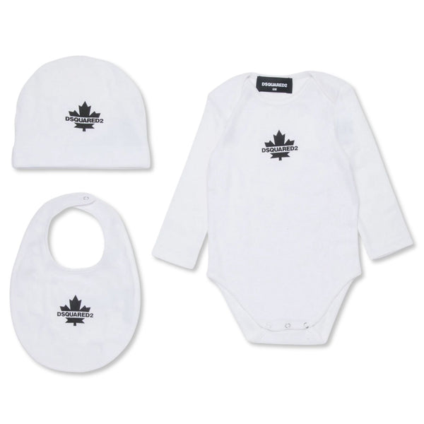 Baby Unisex White Logo-Print Romper Set of 3