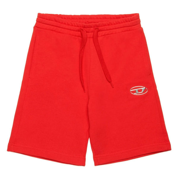 Boys Red Oval D-Plaque Cotton Shorts