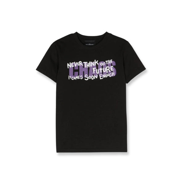 Boys Black Text-Print Cotton T-shirt