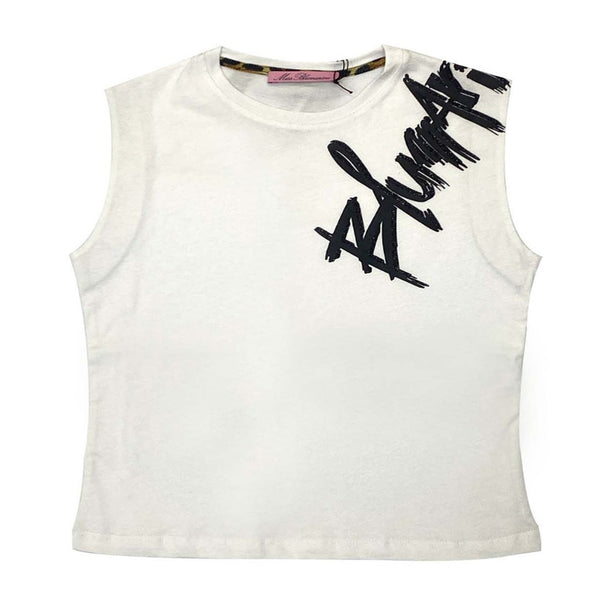 Girls White  Top With Blumarine Logo On Shoulder