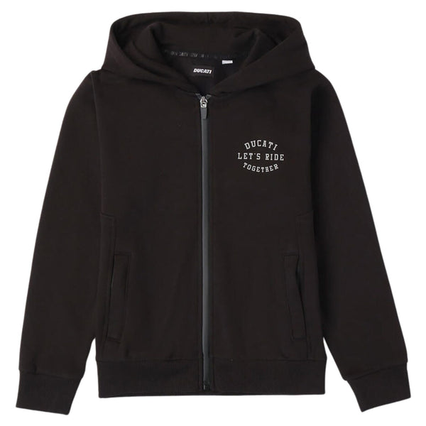 Boys Black Logo Print Zip-Up Hoodie