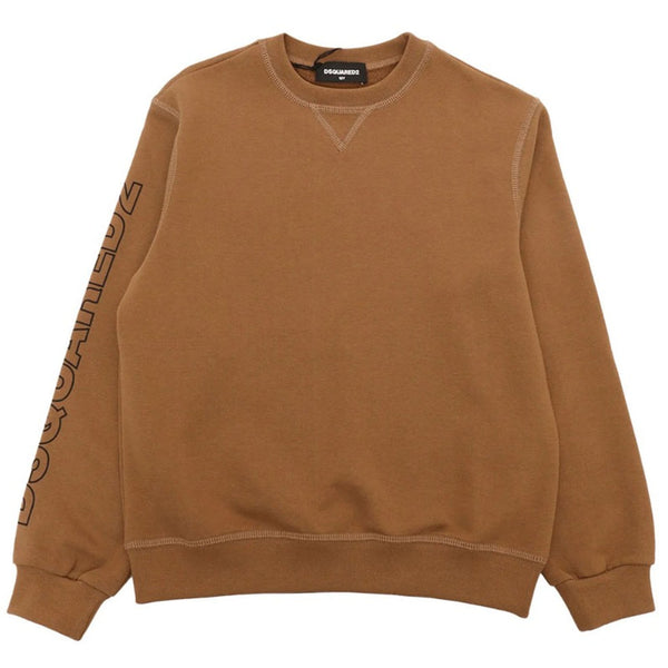 Kids Brown Logo On The Sleeve Sweatshirt