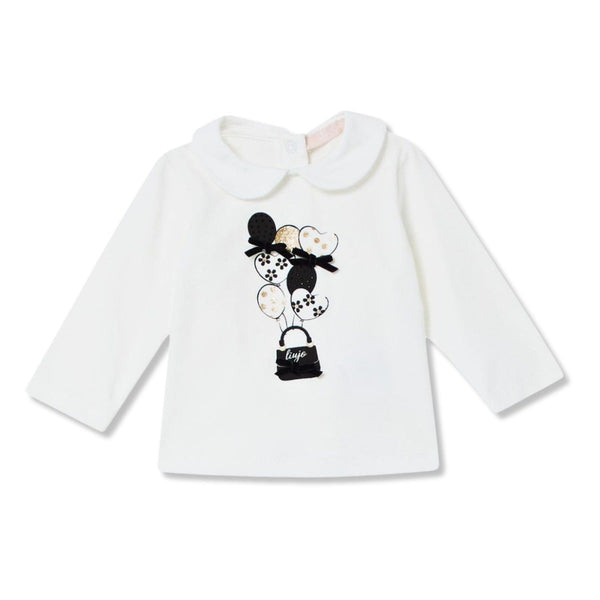 Baby Girls Ivory Graphic Bag Ballons T-Shirt