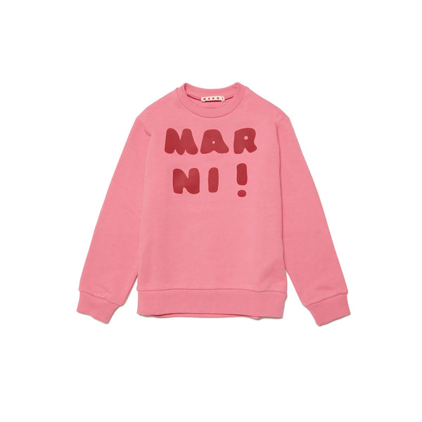 Kids Pink Cotton Logo Print Sweatshirt