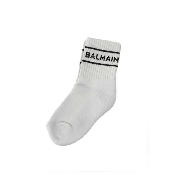 White Logo Print Socks