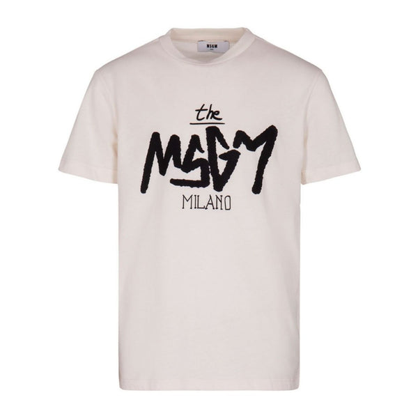Boys White Cotton Logo Print T-Shirt