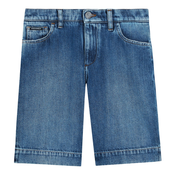 Boys Denim Blue Shorts With DG Logo