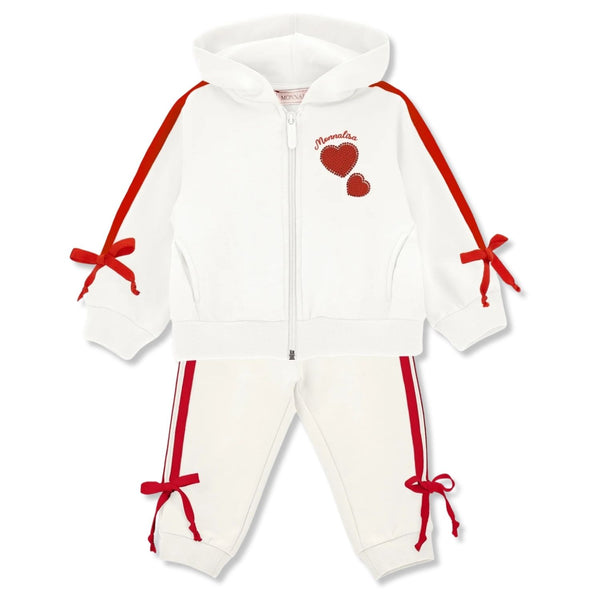 Baby Girls White Logo-Print Zip-Up Tracksuit