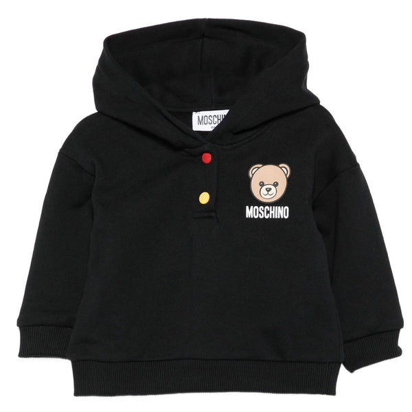 Baby Unisex Black Teddy bear Logo-Print Hoodies