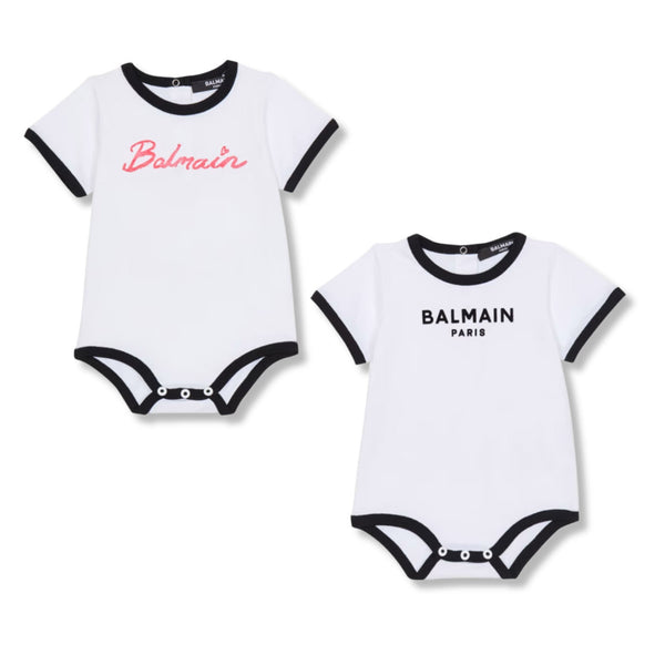 Baby Girls White Logo-Print Romper Set of 2