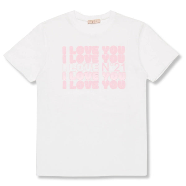 Girls White Graphic-Print Cotton T-Shirt