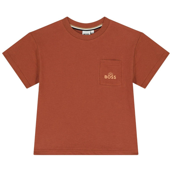 Boys Rust Brown Embroidered Logo T-Shirt