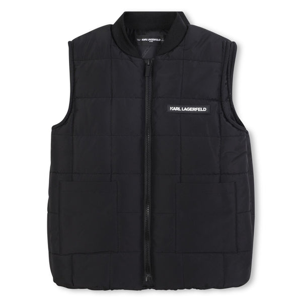 Boys Black  Logo-Print Zip-Up Gilets