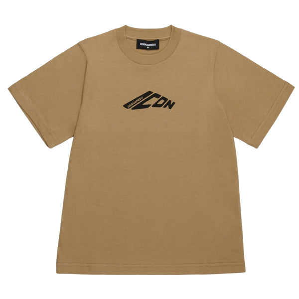 Unisex Beige Logo-Print Cotton T-Shirt