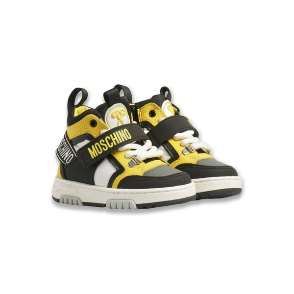 Kids Yellow Tear-Logo Ankle Sneakers